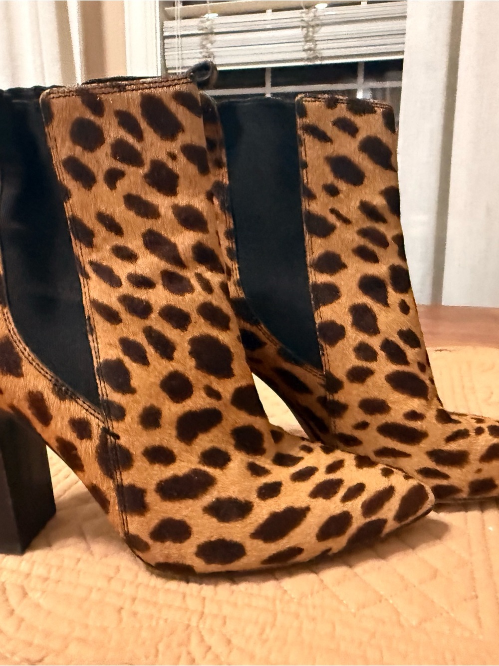 Vince Camuto Leopard-Print Haircalf Ankle Boot in Brown and Black